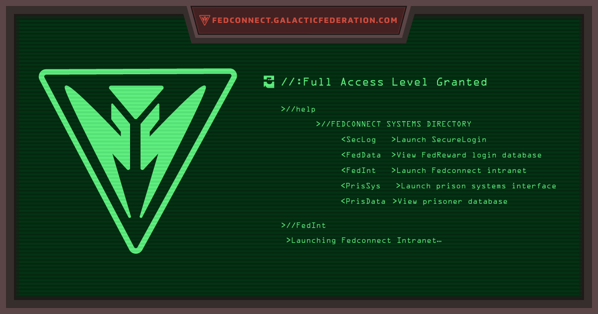 fedconnect.galacticfederation.com terminal screen