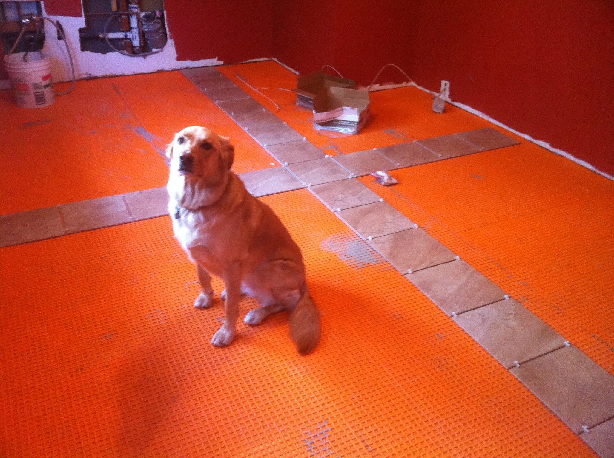 kitchen floor with cross of tiles