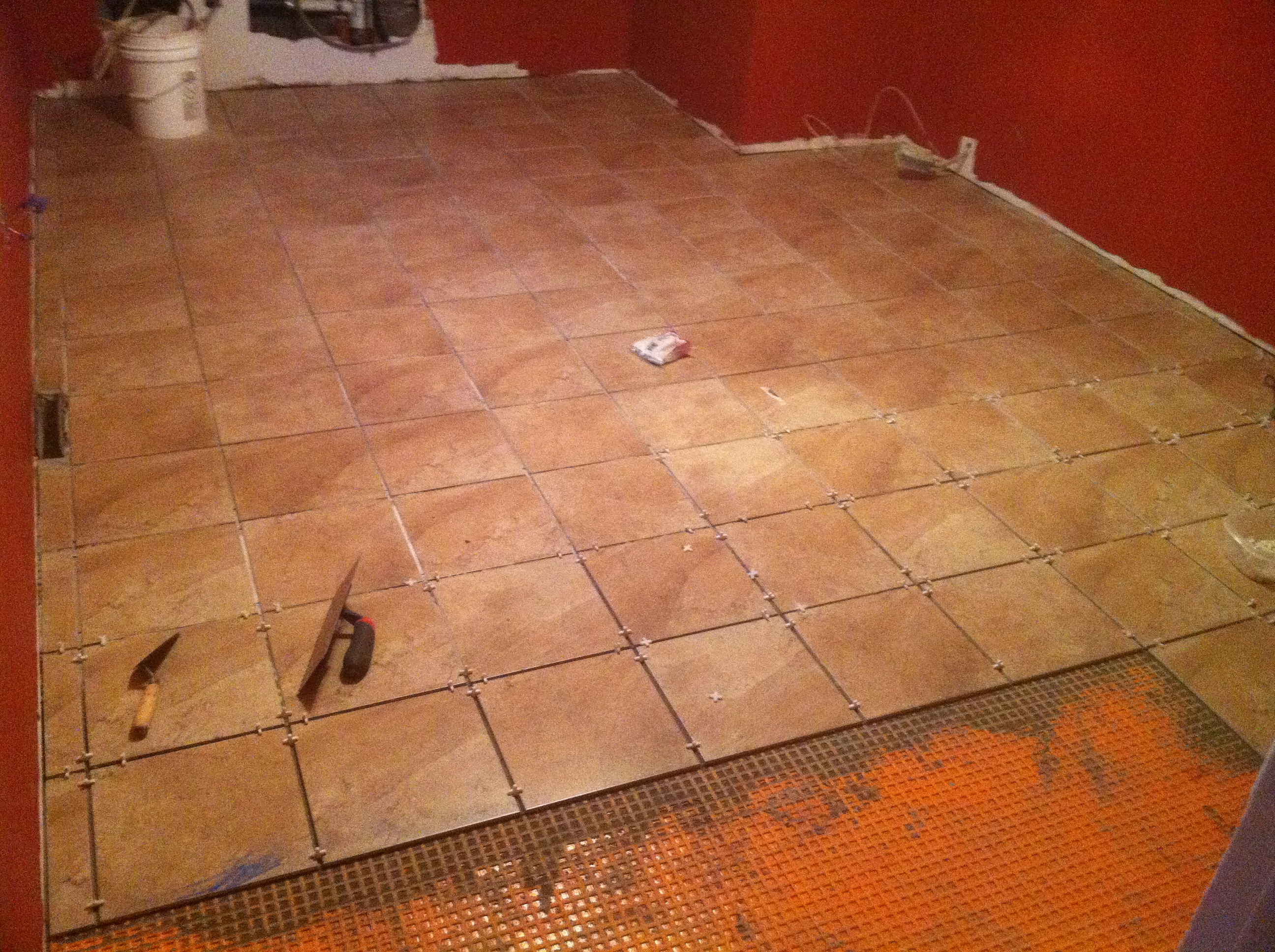 three quarters tiled from oustide kitchen