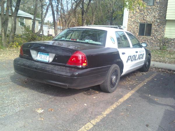 police car with custom tag “POLICE”